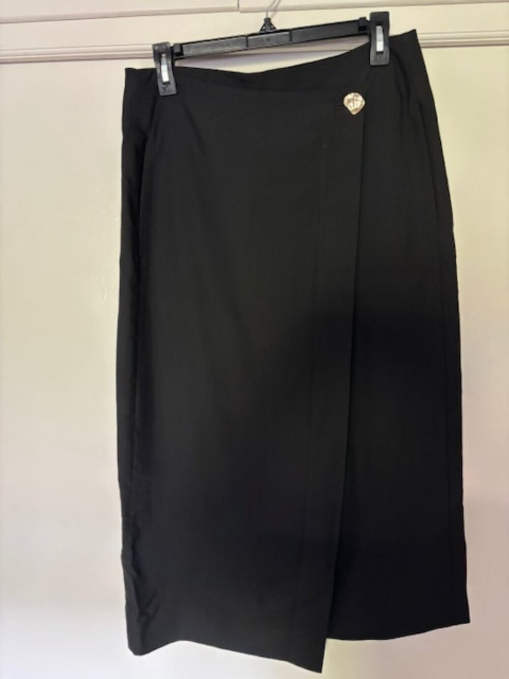 Like New Vince Asymmetric True Wrap Skirt with Brass Hammered Button